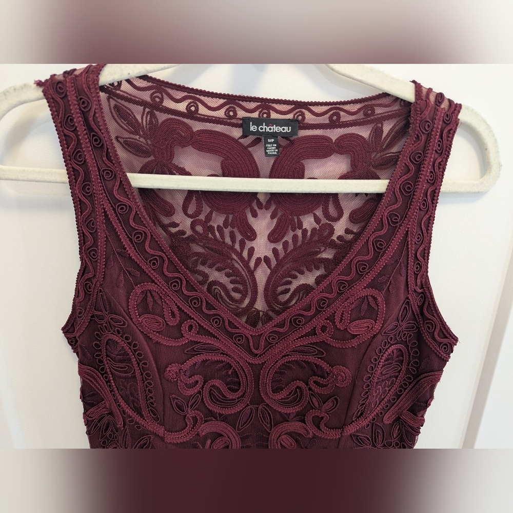 Burgundy Lace Bodycon Dress Small Cocktail Wedding Guest Holiday - Picture 3 of 6